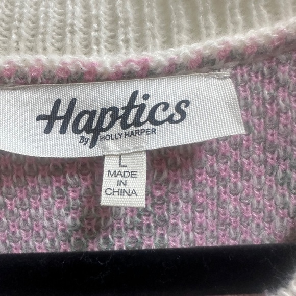 Floral Knit Cardigan Sweater • Cream Pink Green • Cozy Soft Long Sleeve Vintage - Picture 5 of 5